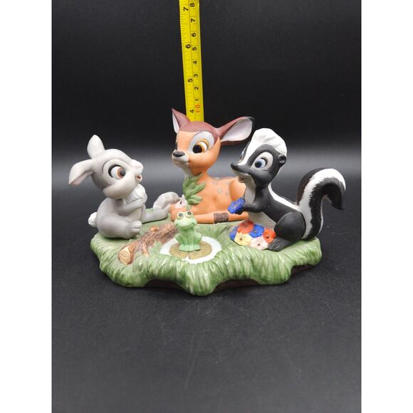 Vtg Walt Disney Productions Bambi Thumper & Flower with Frog Ceramic Figurine - Picture 7 of 9